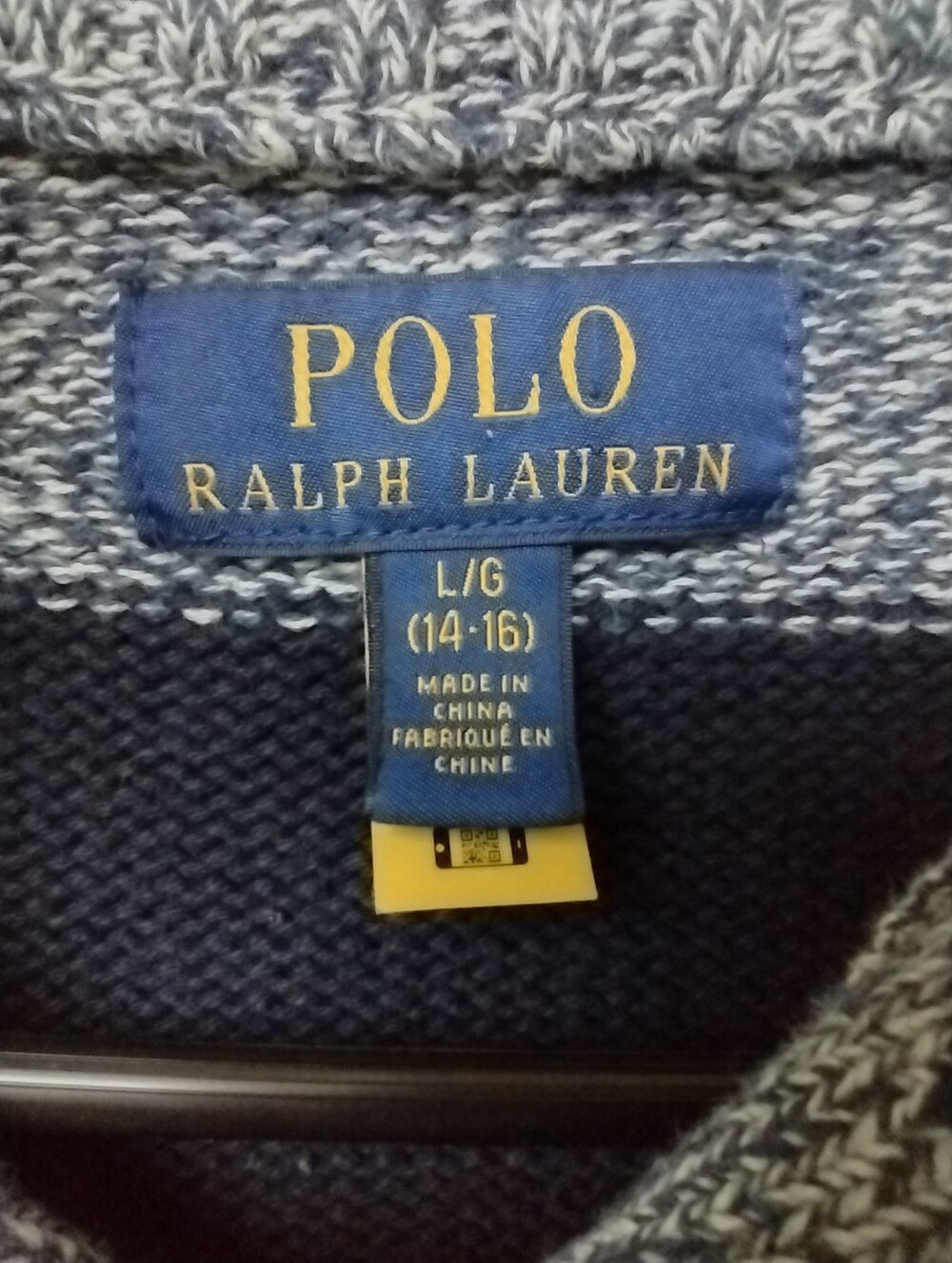 Polo Ralph Lauren Sweater Boys L(14-16) Blue Gray Pull Over Striped Red Pony - Picture 7 of 10